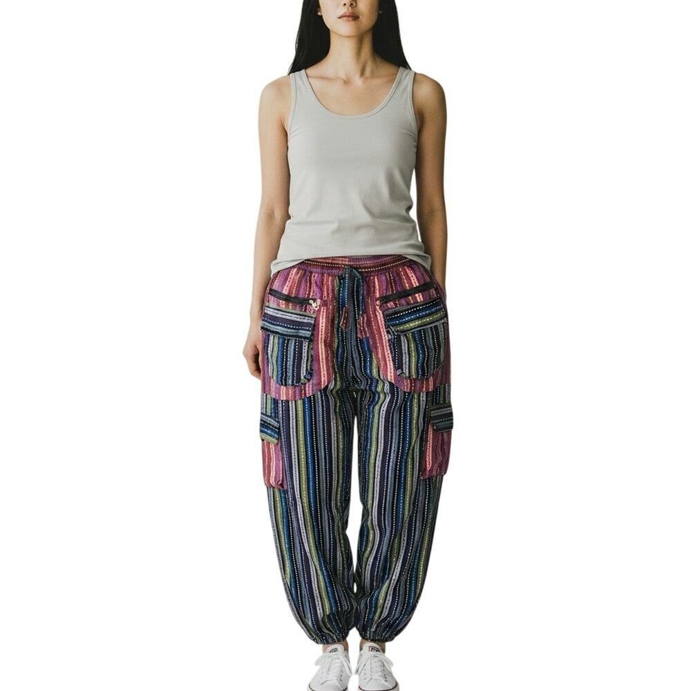 Rising International Patchwork Stitched Harem Cargo Pants - XL